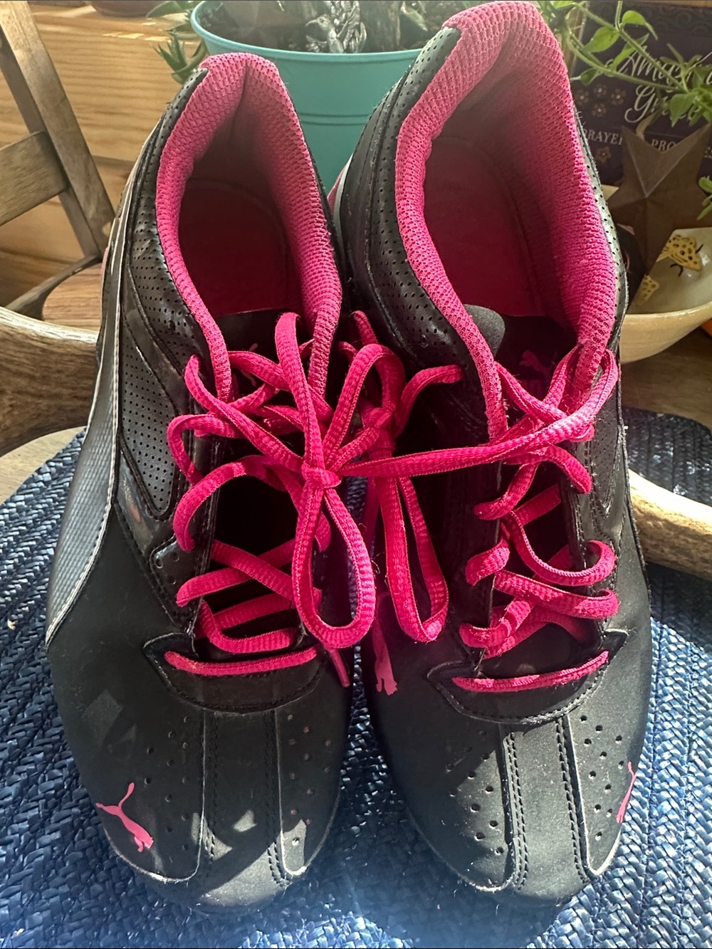 Puma Black Sneakers with Hot Pink Accents